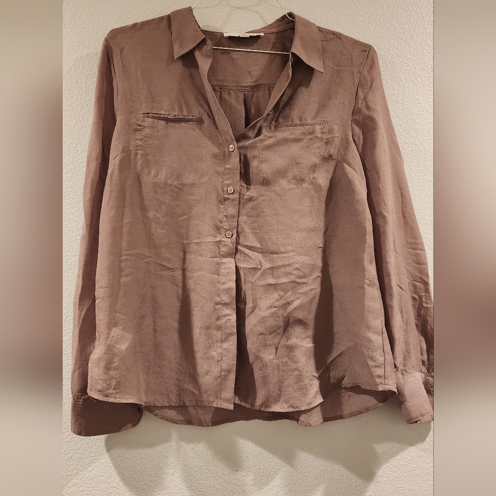 Loft Women's Mauve Button-Up Blouse - Picture 1 of 7